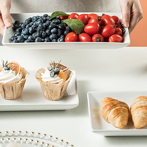 Gomakren 3 Tier Serving Trays Stand, 12 Inch White Rectangular Platters - color: Black, size: 15.9" x 11.7" x 9.1"