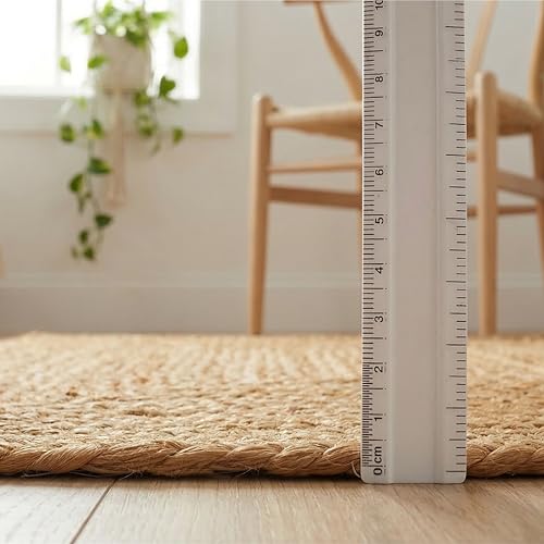 Hausattire Jute Braided Woven Kitchen Rug 2x3 Feet - Natural - color: Natural, size: 2'x3'