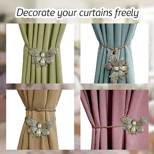 Curtain Holdbacks Set of 4, Brown Resin Magnetic Curtain Tiebacks Flying Bee Curtain Holders, Ties for Drapes, Farmhouse Decoration Accessories - color: Bronze, size: Set of 4