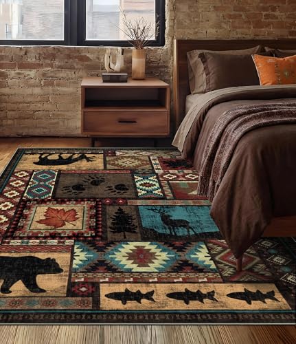 YIHOUSE Washable Rustic Cabin Area Rugs 4x6 Brown - color: Brown, size: 4' x 6' (Rectangular)