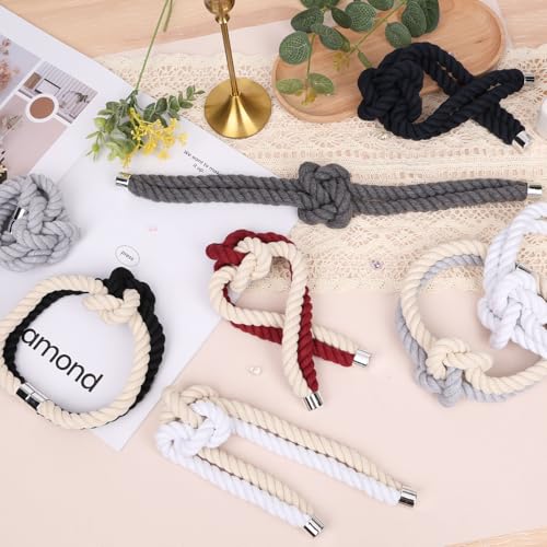 NICEEC Cotton Rope Magnetic Curtain Tiebacks, 2 Pack, Black & Beige - color: Black & Beige, size: 2 Pack
