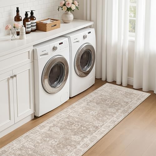 Madane Runner Rug 2x8 for Hallway, Kitchen Non-Slip Runner Rug Brown/Sand - color: Brown/Sand, size: 2' x 8' (Runner)