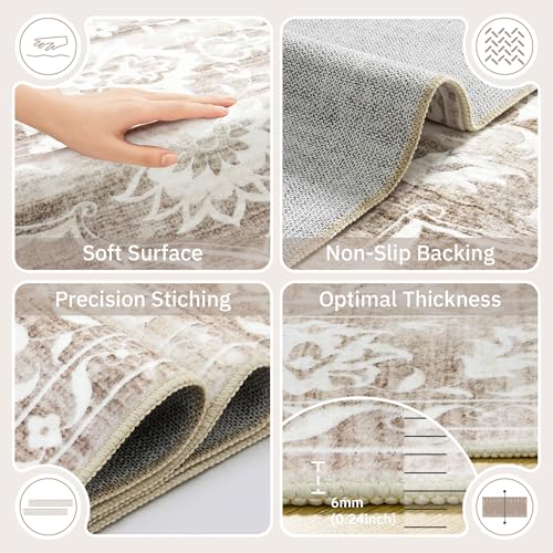 Soalmost 2.5'x8' Runner Rugs for Hallway, Washable Kitchen Runner Rug - color: Light Brown, size: 2'6" x 8' (Runner)