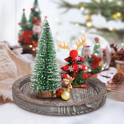 Round Wood Trays Home Decor Farmhouse Coffee Table Centerpieces Decorative - color: Washedwhite, size: 11"