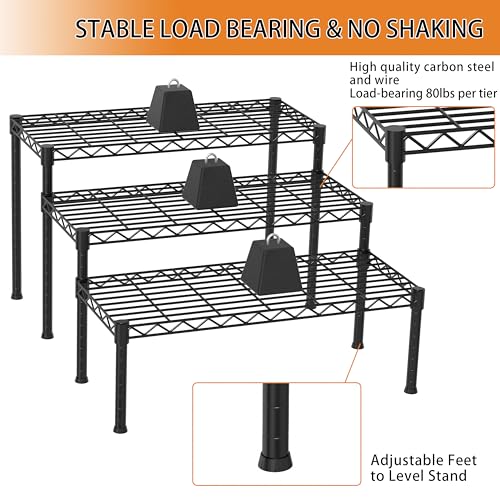 Xiofio 3 Tier Ladder Potted Multiple Plants for Indoor and Outdoor Plant Stands, Adjustable Shelves and Multifunctional Plant Racks suitable for living room balconies and gardens,(Black)
