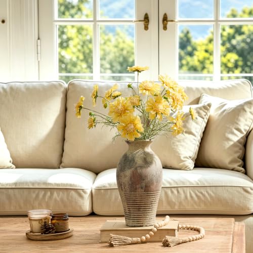 LUKA Ceramic Rustic Flower Vase Home Decor-11 inches Large Tall Retro Vases - color: Terracotta-11inches