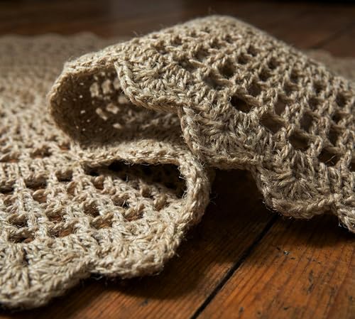 THE BEER VALLEY Jute Hand Crochet Rug 3 Feet Round - Natural - color: Natural, size: 3' (Round)
