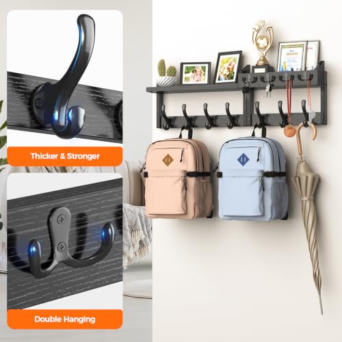 Evermagin 29" Coat Rack Wall Mount with Shelf for Entryway, Black - color: Black, size: 29 inch