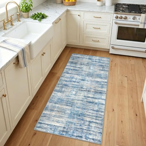 KOZYFLY Modern Kitchen Runner Rug 2x5 Washable Rug Runner Blue Beige - color: Blue Beige, size: 2' x 5' (Runner)