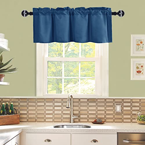 JIUZHEN Royal Blue Valance Curtains for Window 1 Panel, 42 x 18 Inches - color: Royal Blue, size: 42"W x 18"L (Pack of 1)