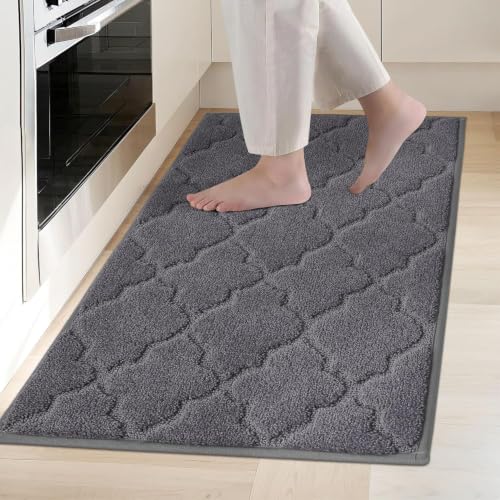 COSY HOMEER Kitchen Rugs Non Slip Washable 20"x32",Dark Grey - color: Dark Grey, size: 20"X 32"