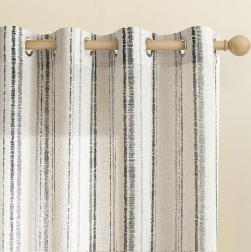 MYSKY HOME Grey Striped Linen Curtains for Living Room 90 Inches 2 Panels - color: Grey, size: 52"W x 90"L (Pack of 2)