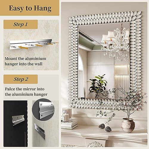 Kelly Miller 30"x40" Jeweled Luxury Rectangle Decorative Wall Mirror - size: 40"L x 30"W