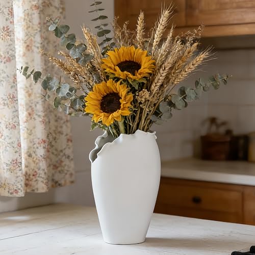 Abstract Irregular Ceramic Vase, White - size: 21" x 10" x 35"