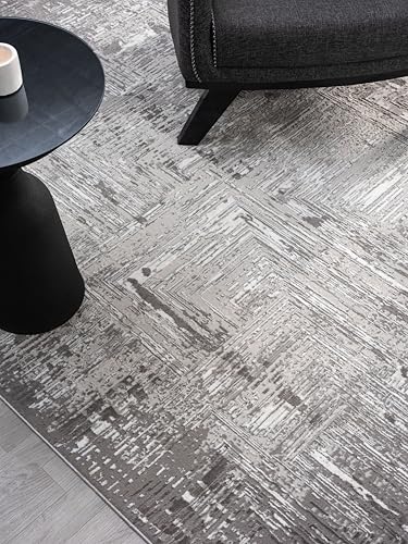 5x7 Gray Modern Abstract Area Rug for Living Room - color: 1001 - Gray, size: 5' x 7' (Rectangular)