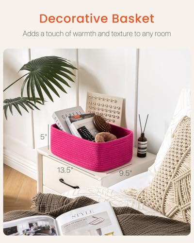 KALLAX Small Woven Storage Basket for Organizing, 13.5x9.5x5 inches, 3 Pack - color: Hot Pink, size: 13.5"L x 9.5"W x 5"H