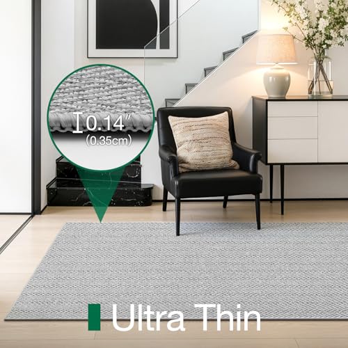 LUMI Ultra Thin Runner Rug for Hallway 2'8"x12', Entryway Rug, Light Gray - color: Gray - Light, size: 2'8" x 12' (32"x144")
