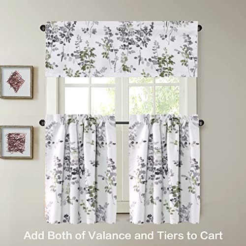 H.VERSAILTEX Valance for Kitchen Windows/Bathroom/Living Room/Bedroom Blackout Window Valance Thermal Insulated Rod Pocket Valance Curtains, 52" W x 18" L, 1 Panel, Floral Pattern in Grey and Sage - color: Grey/Sage