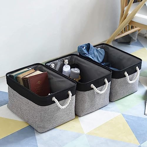 TheWarmHome Storage Basket for Organizing- 16x12x8 inch 1 Pack Fabric Storage Cubes, Bins for Organization for Shelves Organizer Gift Laundry Cloth Toy (Grey & Black) - color: Black&Grey, size: Large - 15.7Lx11.8Wx8.3H