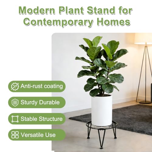 Vigordream Metal Plant Stand Indoor Outdoor Planter Holder (Black, 8 Inch) - size: 8 Inch