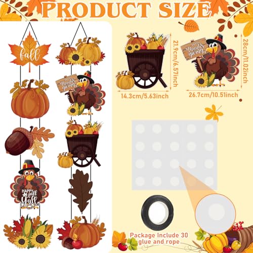 CroBlissful 2 Sets Thanksgiving Porch Banner Fall Welcome Door Sign Decor - style: Thanksgiving