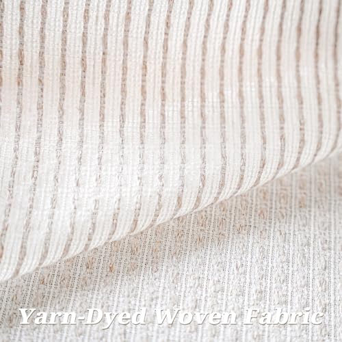 DriftAway 3D Chenille Striped Curtains 96 Inches Long Tweed Linen Textured Light Filtering Woven Embroidered Luxury Soft Drapes for Living Room Bedroom Grommet Privacy 2 Panels W52 x L96 Taupe - color: Taupe, size: 52"W x 96"L (Pack of 2)