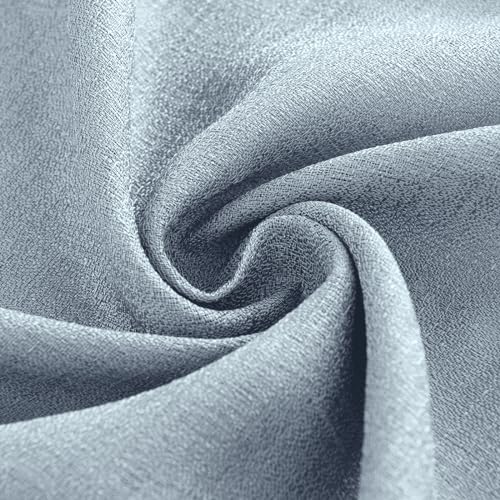 Melodieux Dusty Blue Semi Sheer Curtain Valance for Kitchen Cafe Small Windows Linen Rustic Rod Pocket Valance, 52 by 18 Inch, 1 Panel - color: Dusty Blue, size: 52"W x 18"L (Pack of 1)