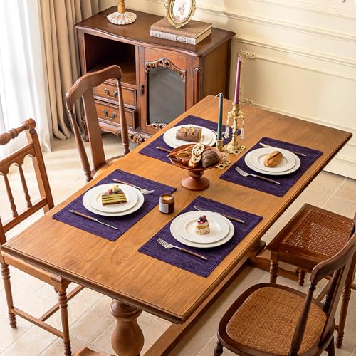 KXN Placemats Set of 4, Durable Dual-Layer Fabric Table Mats, Purple - color: Purple
