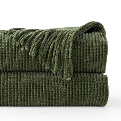 BATTILO HOME Olive Green Throw Blanket for Couch, 50"x60" - color: Olive Green, size: 50 x 60 in.