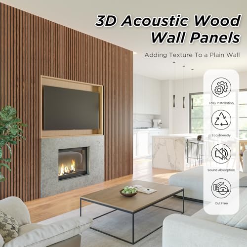 SMARTSTANDARD 4 Pack 105.9" x 12.6" Wood Slat Wall Panels, Classic Brown - color: Classic Brown, size: 106" x 50.4"