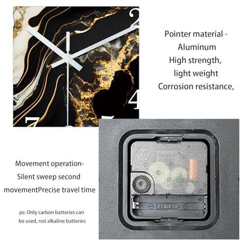 Large Black Marble Glass Wall Clock Battery Operated 20 Inch - color: Black, size: 20 Inch