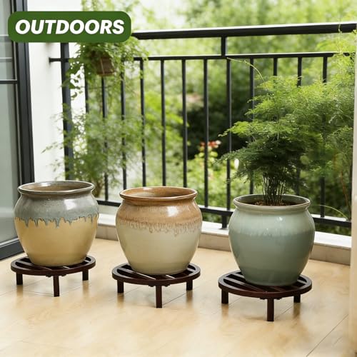 3 Pack 12 Inch Metal Plant Stands Outdoor Indoor Pot Riser,Coffee - color: 11.81"-Coffee