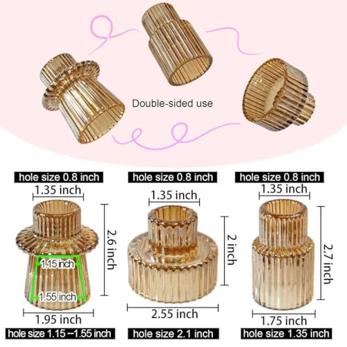 Glass Candlestick Holders, Taper Candle Holders, Set of 6, Gold - color: Gold, size: 6 PCS