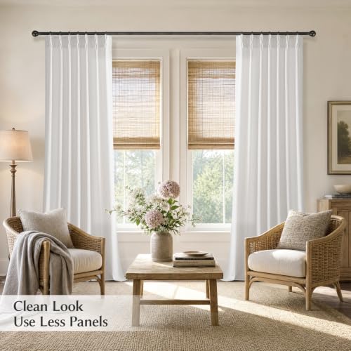 Semi Sheer Pinch Pleated Linen Curtains for Living Room 102 Inches, White - color: White, size: 40"W x 102"L (Pack of 2)