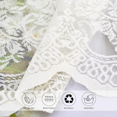 Molaxhome Kitchen Curtains Valance Beige Lace Floral Semi Sheer Curtain - color: Beige, size: 51"W x 16"L (Pack of 1)