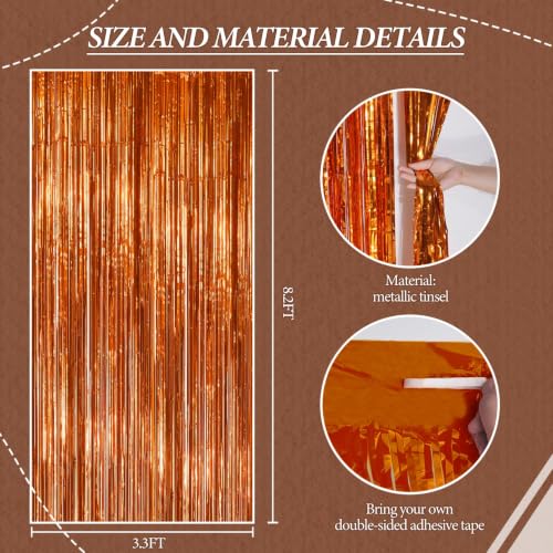 DECOCKRAT 3 Pack Foil Fringe Backdrop - Bronze Shiny Tinsel Curtains for Party Decoration/Photo Booth Props - 3.3x8.2 FT Metallic Foil Backdrop for Birthday, Wedding, Graduation, Christmas. - color: Bronze