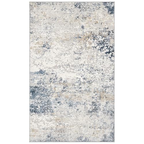 DMOYEST 3x5 Entryway Area Rug Washable Abstract Beige Blue Small Carpet - color: Beige Blue, size: 3' x 5' (Rectangular)