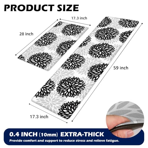 Kitchen Mats Set of 2 Cushioned Anti Fatigue Kitchen Rugs Non Slip Waterproof Runner Memory Foam Kitchen Floor Mat Comfort Standing Mat for Sink, Office, Laundry, Black Gray - color: Black Gray, size: 17.3"x28"+17.3"x59"--0.4"Th