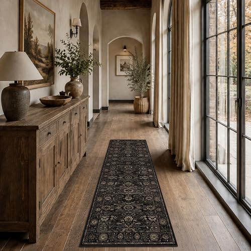 Zeeinx 2x6 Washable Runner Rugs for Hallway Kitchen Runner Rug Black Gold - color: Black Gold, size: 2'*6'(Runner)
