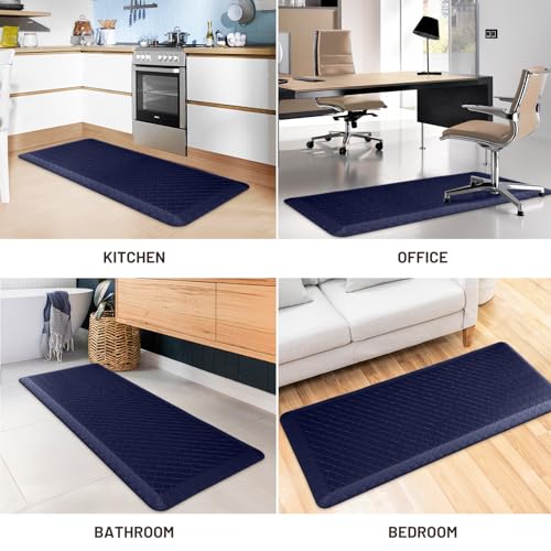 HappyTrends Kitchen Floor Mat - 4/5 Inch Thick Anti-Fatigue Kitchen Rug - color: Blue, size: 54"L x 22"W x 0.8"Th