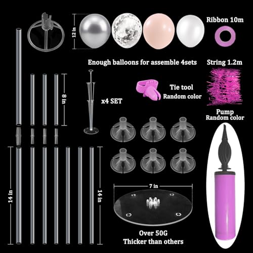 ZJDHPTY 4Set Silver Pink Balloon Stand Girl Baby Shower Decorations - color: Light Pink Silver 4