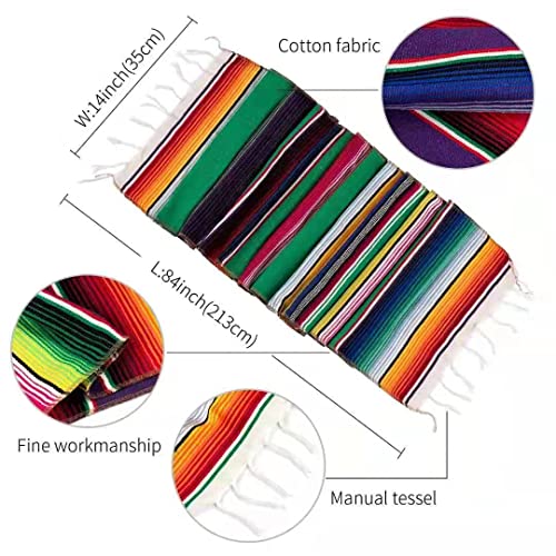 Mexican Table Runner 4 Pack, 14 x 84 in Serape Decor for Cinco de Mayo - style: 4Pack
