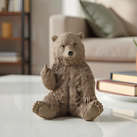 Brown Bear Middle Finger Figurine, Hilarious Funny Resin Bear Statue - color: Brown, size: 3 inch