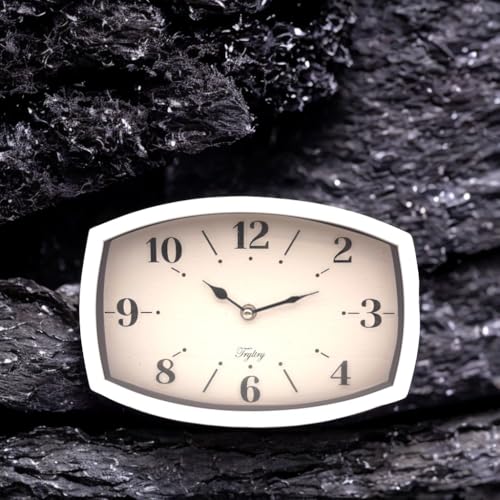 Small Wall Clock Silent Retro Rectangular Clock White Rectangle - color: White
