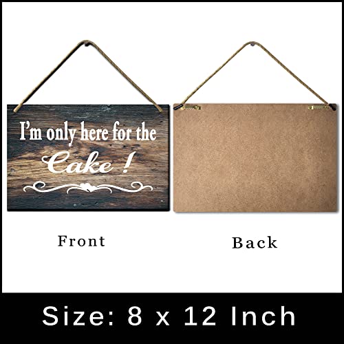 HANGWWZQ Wood Sign Plaque I'm Just Here for The Cake Wooden Hanging Sign Wall Art Decor for Home Office Door 12 x 8 Inch - color: I'm Just Here for The Cake