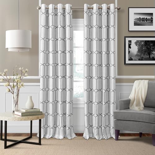 Threadmade Kaiden Geometric Room Darkening Window Curtain, Gray - 52" W x 95" L - color: Grey, size: 52"W x 95"L (Pack of 1)