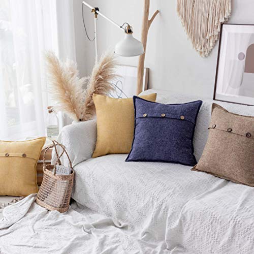 Home Brilliant Linen Throw Pillow Covers Decorative for Sofa 18x18 Couch Pillow Covers Textured Cushion Covers, Set of 2, 18 x 18 inch, Natural Linen - color: Natural Linen, size: 18" x 18" (Pack of 2)