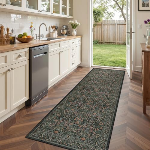 2x6 Runner Rug, Black Rug Washable Kitchen Rugs for Bedroom, Black - color: Black, size: 2' x 6' (Runner)