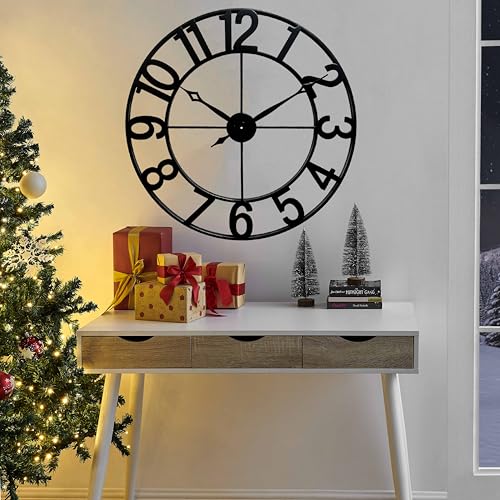 CLXEAST Oversized 30 Inch Wall Clock for Living Room, Arabic Numeral - color: Black Arabic Numeral, size: 30 Inch