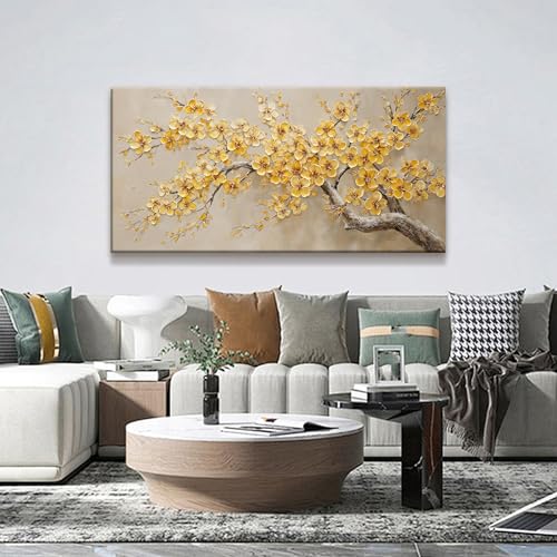 Modern Tree Of Life Wall Art Prints 24"x48" Yellow Wall Art For Bedroom - color: HX7A, size: 48"L x 24"W